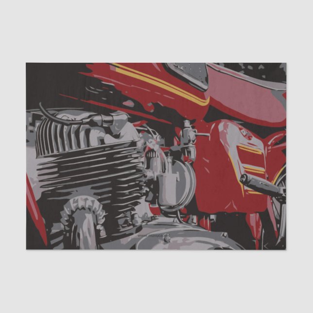 Detail des roten Motorrades Seidenpapier (Vorderseite)