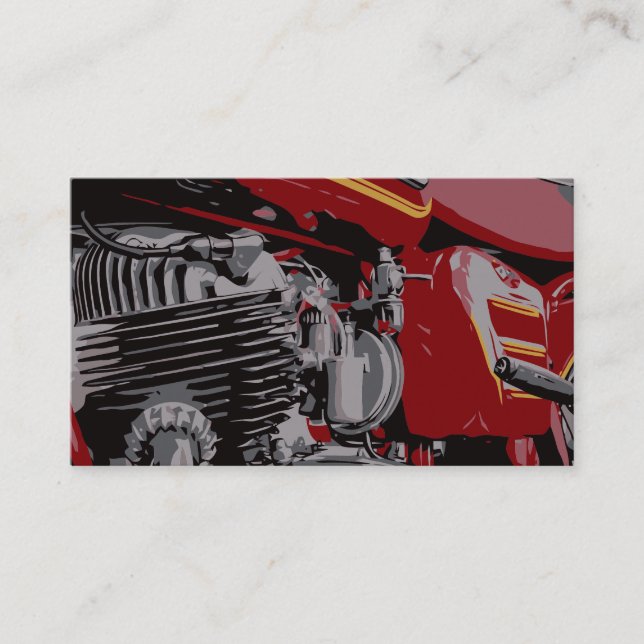 Detail des roten Motorrades Visitenkarte (Vorderseite)