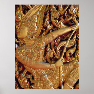 Detail des thailändisch-buddhistischen Tempels Poster