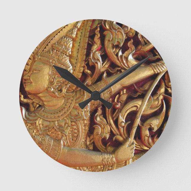 Detail des thailändisch-buddhistischen Tempels Runde Wanduhr (Vorderseite)
