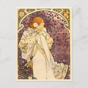 Detail Die Dame der Kamelien Art Nouveau Postkarte