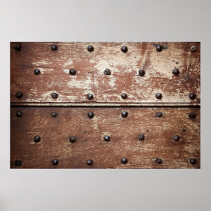 Detail einer alten, bemalten, schamlosen Tür mit r Poster