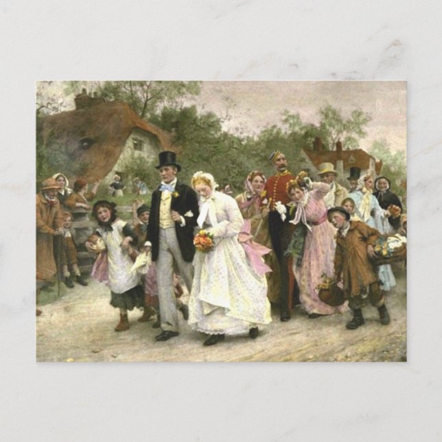 Detail einer Dorfhochzeit von Luke Fildes Postkarte (Vorderseite)