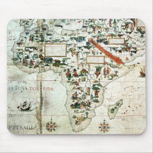 Detail einer Karte der Welt, die Afrika zeigt Mousepad