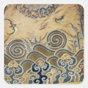 Detail eines Begräbniskönigs, Qing-Dynastie Quadratischer Aufkleber