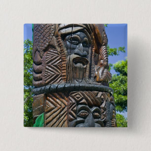 Detail eines Kanak-Totempfahls, Noumea, Neu 2 Button