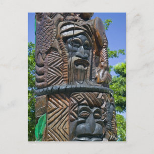 Detail eines Kanak-Totempfahls, Noumea, Neu 2 Postkarte