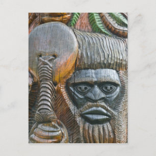 Detail eines Kanak-Totempfahls, Noumea, Neukaledon Postkarte