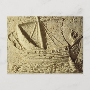 Detail eines Reliefs eines Schiffes, aus einem Sar Postkarte