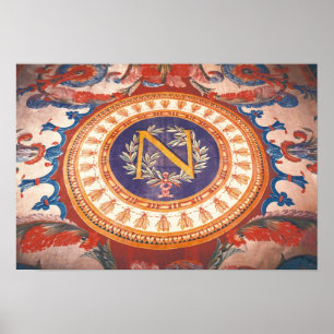 Detail eines Teppichs mit dem "N" von Napoleon I Poster