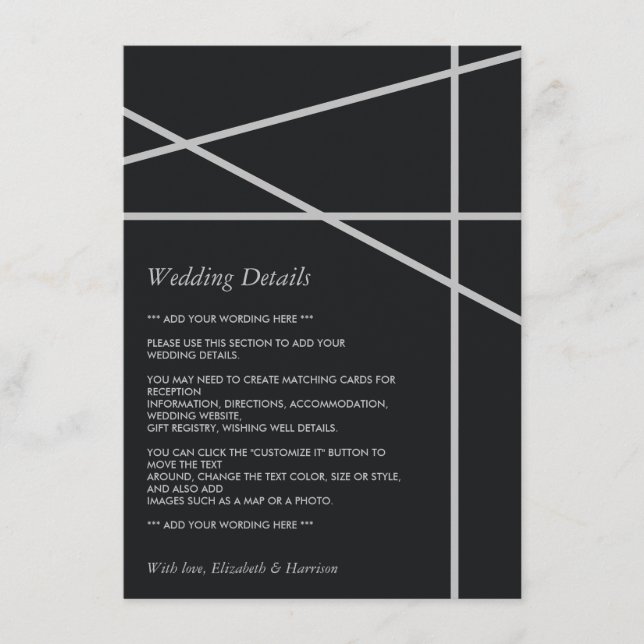 Detail für einfache geometrische Hochzeitstile Begleitkarte (Vorderseite)