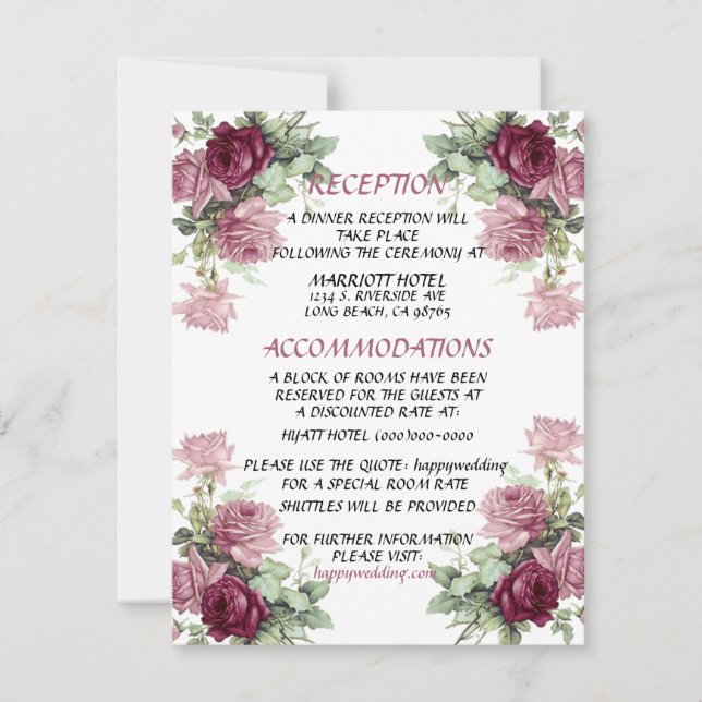 Detail-Hochzeitskarte, Informationskarte Einladung (Vorderseite)