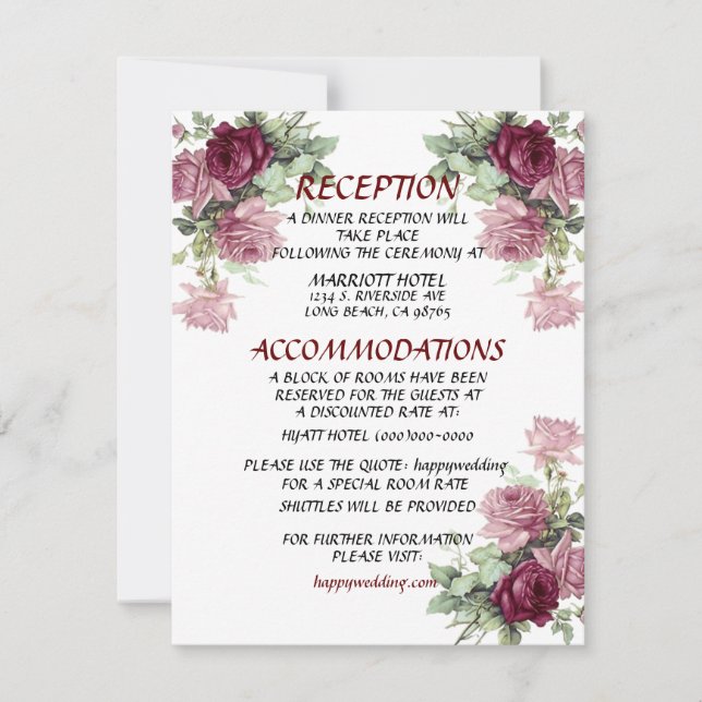 Detail-Hochzeitskarte, Informationskarte Einladung (Vorderseite)