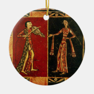 Detail von einem Hochzeitskasten, der einen Keramikornament