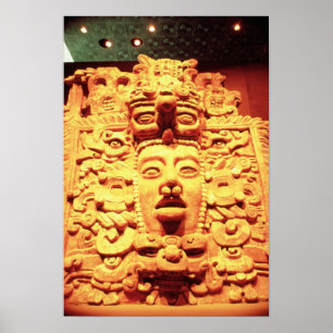 Detail von einer Tempelwand mit Poster