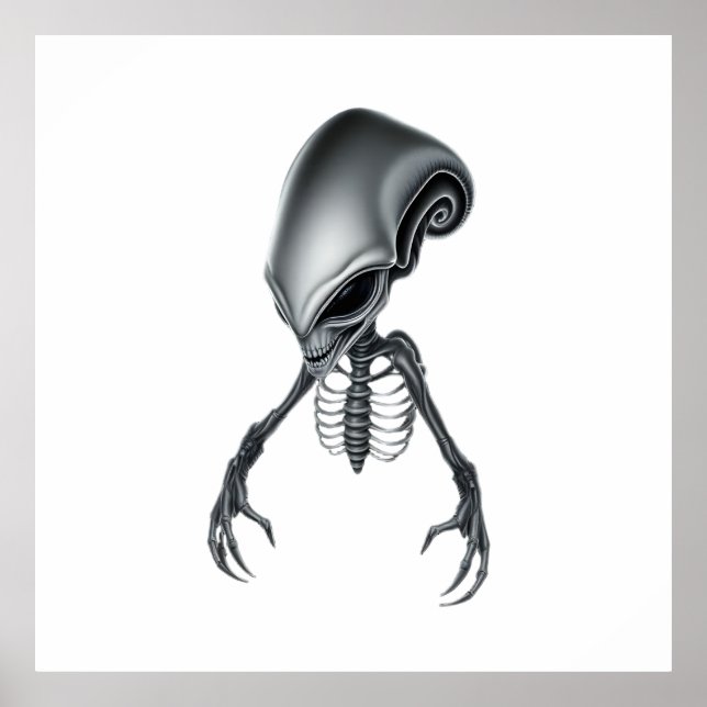 Detailed Alien with Visible Skeletal Structure Poster (Vorne)