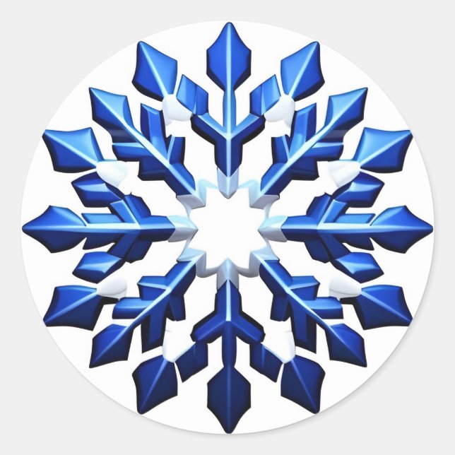 Detailed Blue Snowflake Runder Aufkleber (Vorderseite)