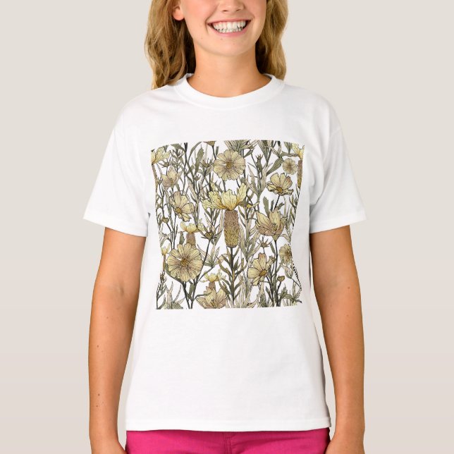 Detailed Floral Pattern T-Shirt (Vorderseite)