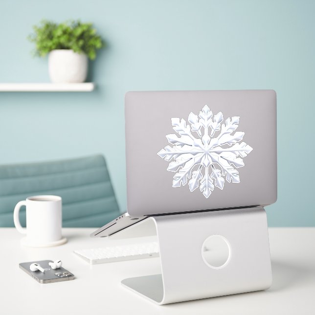Detailed White Snowflake Design Aufkleber (Laptop auf Schreibtisch)