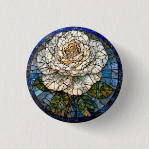 Detailierte White Rose Schöne Kunstgalerie Button