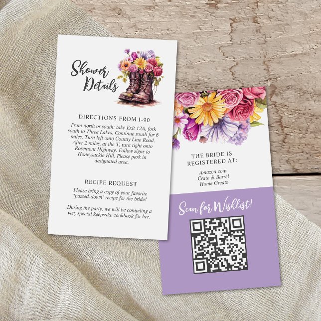 Detailkarte des rustikalen floralen Brautparty Visitenkarte (Von Creator hochgeladen)