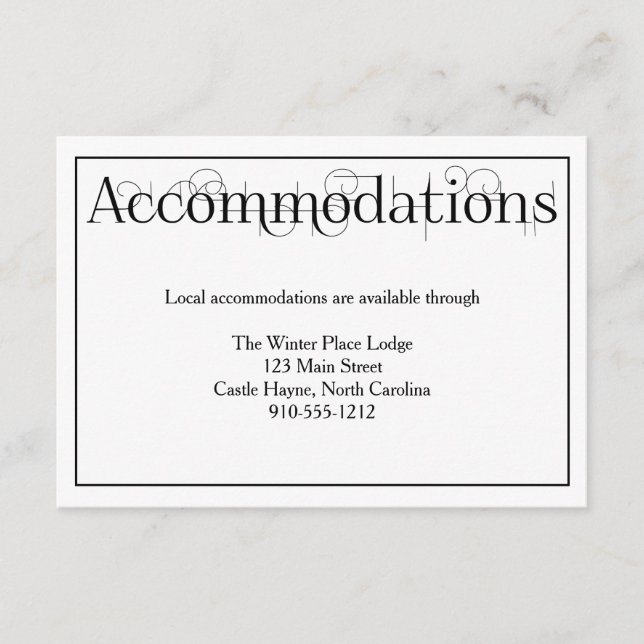 Detailkarte für Curly Print Wedding Accommodations Begleitkarte (Vorderseite)