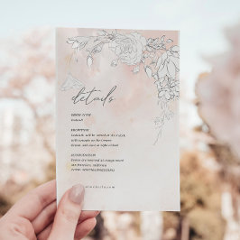Detailkarte für den modernen blush-floral-Empfang Begleitkarte