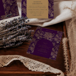 Detailkarte für den Royal Lila Damask Empfang Begleitkarte