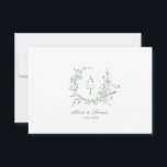 Detailkarte für die Detailkarte für das Monogramm  Einladung<br><div class="desc">Wildblume Wappen sage grün Details Karte.</div>
