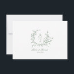 Detailkarte für die Detailkarte für das Monogramm  Einladung<br><div class="desc">Wildblume Wappen sage grün Details Karte.</div>