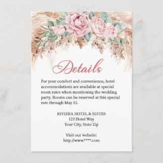 Detailkarte für die Hochzeit der Blush-Rose Begleitkarte