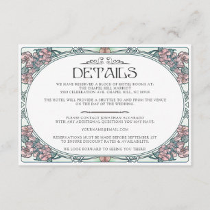 Detailkarte für farbenfrohe Jugendstil-Hochzeiten  Begleitkarte