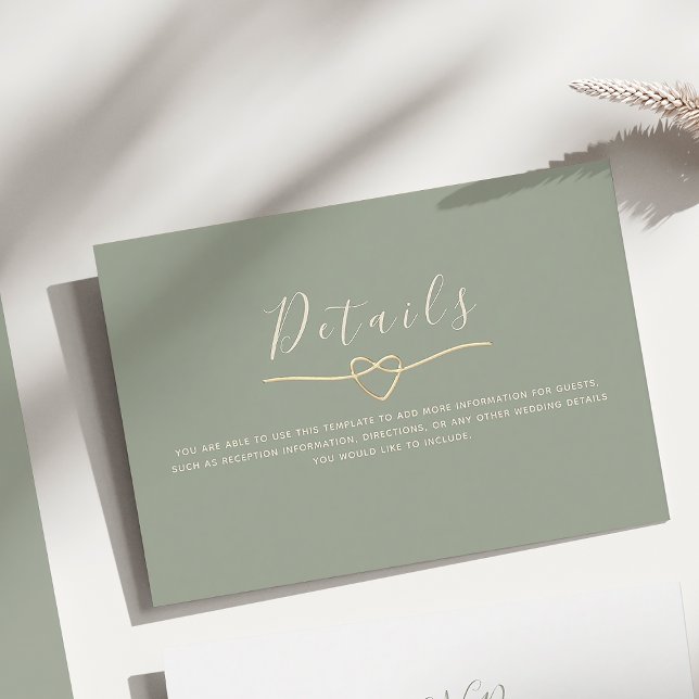 Detailkarte für grüne Hochzeiten mit Herz Begleitkarte (Von Creator hochgeladen)