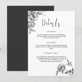 Detailkarte für handgezeichnete gotische Blume Einladung