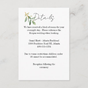Detailkarte für jede Hochzeit Wasserfarbenblatt RSVP Karte