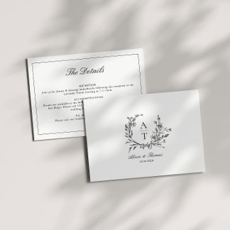 Detailkarte für Schwarz/Weiß-Wildblume Einladung