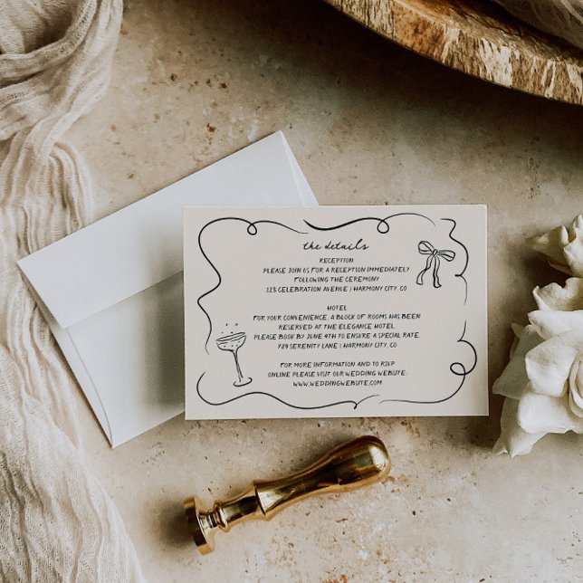 Detailkarte für Vintage handgezeichnete Hochzeitsa Begleitkarte (Von Creator hochgeladen)