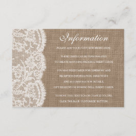 Detailkarten für die Burlap & Lace Wedding Collect Begleitkarte
