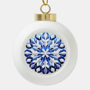 Detaillierte blaue Schneeflocke Keramik Kugel-Ornament