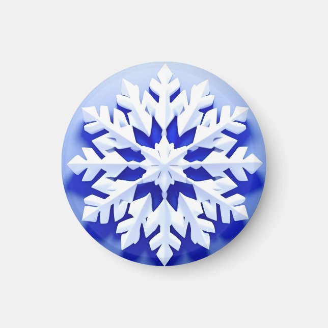 Detaillierte Blaue Schneeflocke Magnet (Vorne)