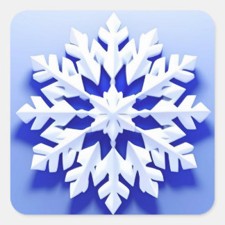 Detaillierte Blaue Schneeflocke Quadratischer Aufkleber