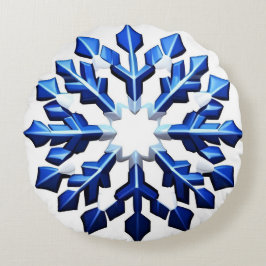 Detaillierte Blaue Schneeflocke Rundes Kissen