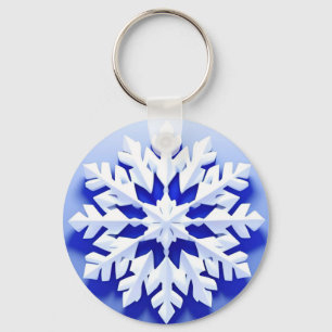 Detaillierte blaue Schneeflocke Schlüsselanhänger