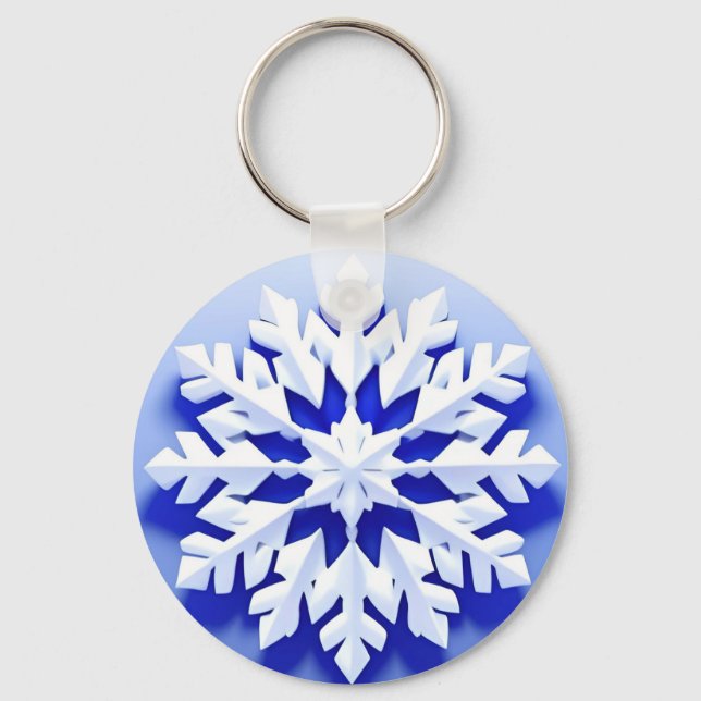 Detaillierte Blaue Schneeflocke Schlüsselanhänger (Vorderseite)