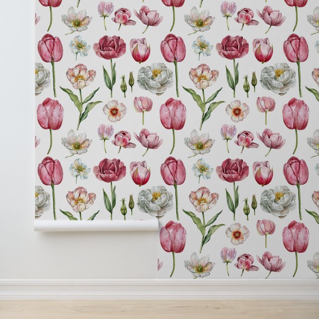 Detaillierte Blume-Kollektion Peonies tulip Rose Tapete (Anwendung)
