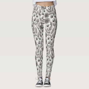 Detaillierte botanische Linienarbeit, verstärkt du Leggings