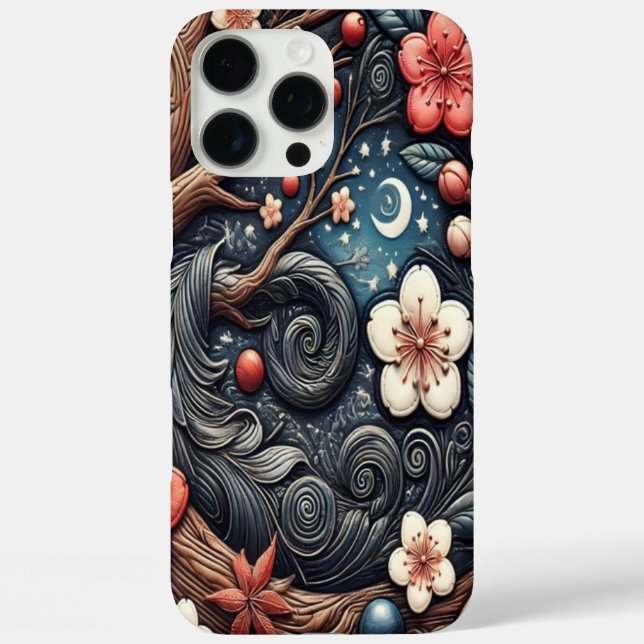 Detaillierte Cherry-Blossom-Zusammensetzung iPhone 16 Pro Max Hülle (Rückseite)