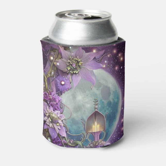 Detaillierte Fantasy Lila Moon Blume Dosenkühler (Kanne Rückseite)