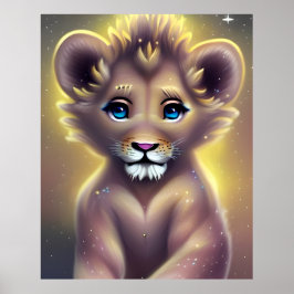 Detaillierte Fantasy Niedlich Kawaii-Babylienkub Poster