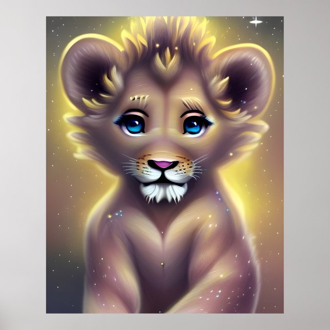 Detaillierte Fantasy Niedlich Kawaii-Babylienkub Poster (Vorne)